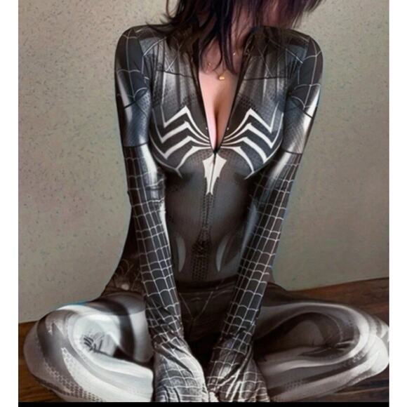 Sexy Spiderman Venom Bodysuit Cosplay Outfit Deluxe S, M - Picture 1 of 3